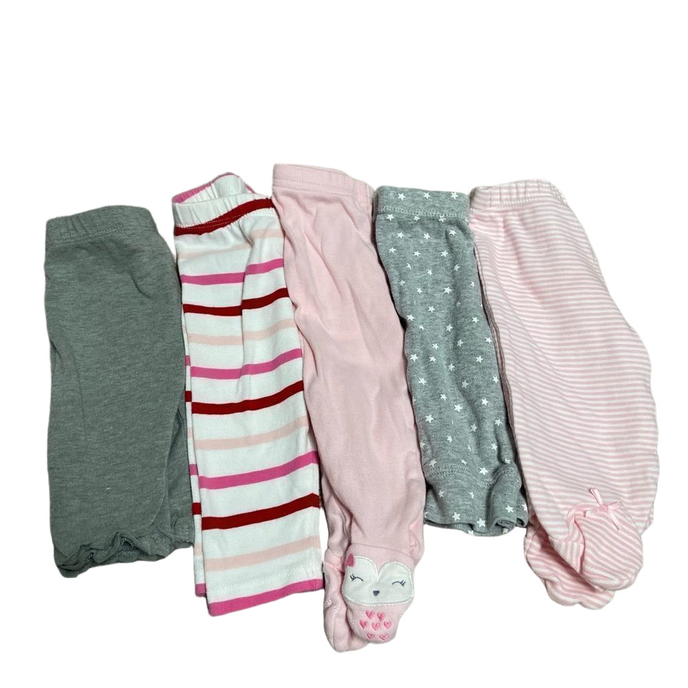 Baby Girl Legging Pant Lot - 5 pairs - 0-3 months